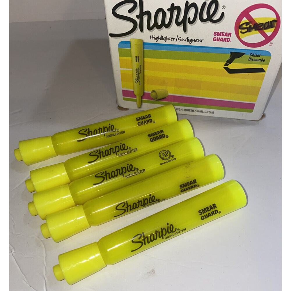 Sharpie 5 pcs Best Wualir Highlighters Fluorescent Yellow No Smear‎ PackOf 5 NEW